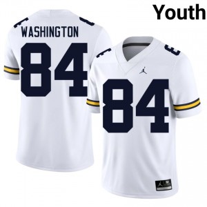 Michigan Wolverines Jacob Washington #84 White Jersey | Essential Stitched NCAA Football Youth Apparel 65222731