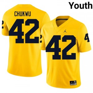 Maize Jeffrey Chukwu #42 Michigan Wolverines Jersey | Youth High School Football Licensed Embroidery 47995243