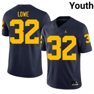Top-Tier Jeremiah Lowe #32 UMich Navy Jersey | Youth University Football Swen Fan Gear 53624243