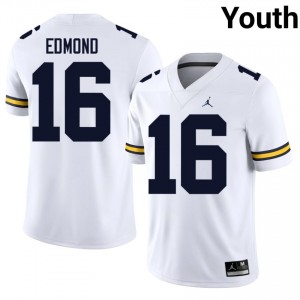 Jo'Ziah Edmond #16 Michigan Wolverines Jersey | Iconic White College Football Youth Stitched 58222961