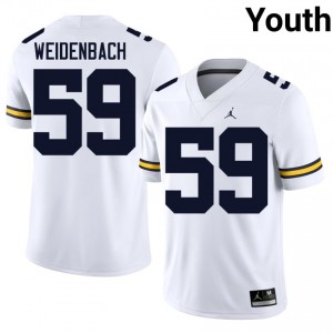 UM Wolverines John Weidenbach #59 White Jersey | Genuine Stitched NCAA Football Youth Apparel 30073725