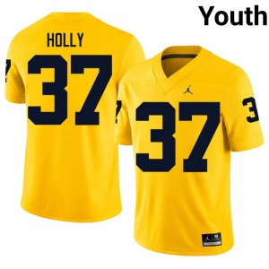 #37 Julius Holly UM Wolverines Maize Jersey | Authentic Embroidery Youth Player Football Gear 13169135