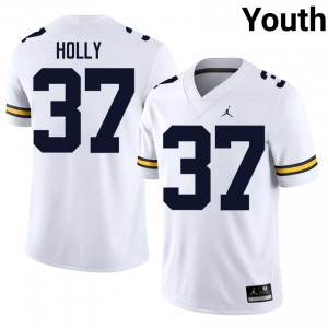 White Julius Holly #37 Michigan Wolverines Jersey | Youth High School Football Limited Stitched 33177868