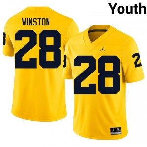 Kainoa Winston #28 Michigan Jersey | Iconic Maize College Football Youth Embroidery 45966941