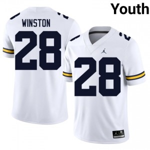 UMich Kainoa Winston #28 White Jersey | Essential Stitched NCAA Football Youth Apparel 70022588