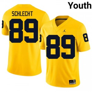 Michigan Wolverines Kaleb Schlecht #89 Maize Jersey | Pro Cut Embroidery NCAA Football Youth Apparel 99892966