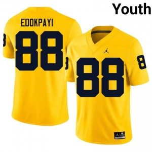 #88 Lugard Edokpayi UM Wolverines Maize Jersey | Elite Embroidery Youth Player Football Gear 51108710