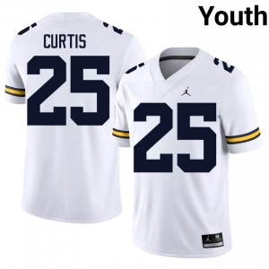 Elite Thread Mason Curtis #25 UM Wolverines White Jersey | Youth University Football Stitched Fan Gear 79619923