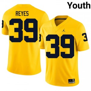 Durable Max Reyes #39 UMich Maize Jersey | Youth University Football Embroidery Fan Gear 42410288