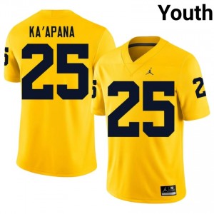 #25 Micah Ka'apana Michigan Wolverines Maize Jersey | Alumni Embroidery Youth Player Football Gear 49469625
