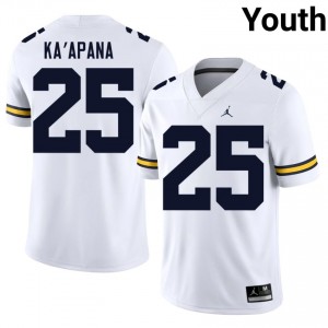 White Micah Ka'apana #25 Michigan Wolverines Jersey | Youth High School Football Fresh Stitched 19266601
