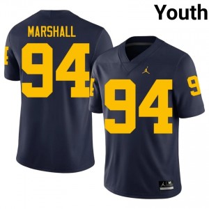 Elite Thread Nate Marshall #94 Michigan Navy Jersey | Youth University Football Stitch Fan Gear 91412593