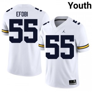 Durable Nathan Efobi #55 Michigan Wolverines White Jersey | Youth University Football Stitched Fan Gear 15001498