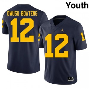 Navy Nathaniel Owusu-Boateng #12 UMich Jersey | Youth High School Football Fresh Swen 57349794