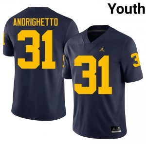 Nico Andrighetto #31 Wolverines Jersey | Iconic Navy College Football Youth Stitch 52086760