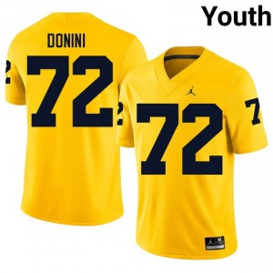 #72 Peter Donini Michigan Wolverines Maize Jersey | Classic Embroidery Youth Player Football Gear 79913211
