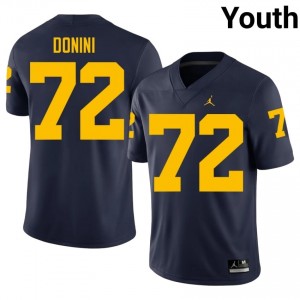 Durable Peter Donini #72 U-M Navy Jersey | Youth University Football Swen Fan Gear 19689417