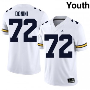 White Peter Donini #72 Michigan Wolverines Jersey | Youth High School Football Moisture Wicking Stitched 12793766