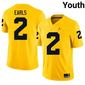 Michigan Wolverines Shamari Earls #2 Maize Jersey | Pro Cut Embroidery NCAA Football Youth Apparel 91656121