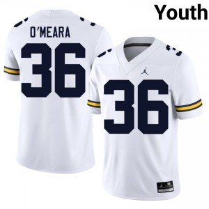 Officially Licensed Tomas O'Meara #36 UMich White Jersey | Youth University Football Stitched Fan Gear 53952575