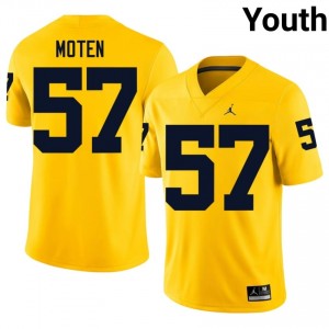 #57 Travis Moten Michigan Wolverines Maize Jersey | Elite Embroidery Youth Player Football Gear 90820750