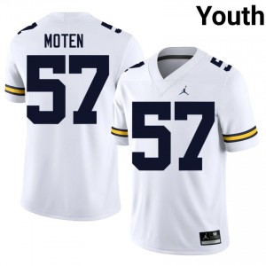 White Travis Moten #57 U-M Jersey | Youth High School Football Licensed Stitched 33525974