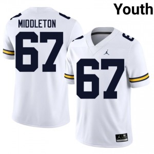 U-M Trent Middleton #67 White Jersey | Premium Stitched NCAA Football Youth Apparel 10202223