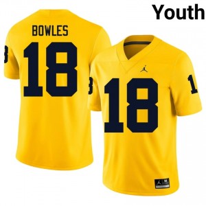 #18 Troy Bowles Michigan Maize Jersey | Classic Embroidery Youth Player Football Gear 55676677