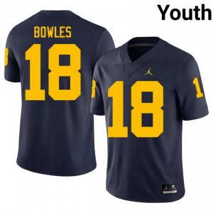 Durable Troy Bowles #18 UM Wolverines Navy Jersey | Youth University Football Swen Fan Gear 56695877
