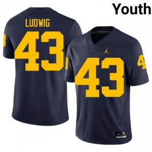 Navy Zach Ludwig #43 UM Wolverines Jersey | Youth High School Football Licensed Stitch 18050468