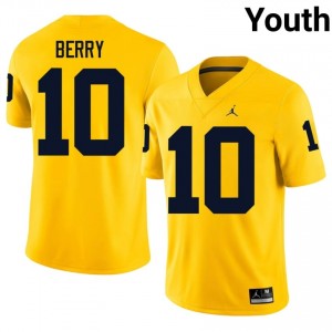 #10 Zeke Berry Michigan Wolverines Maize Jersey | Authentic Embroidery Youth Player Football Gear 39292908