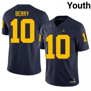 Elite Thread Zeke Berry #10 Wolverines Navy Jersey | Youth University Football Stitch Fan Gear 52506911