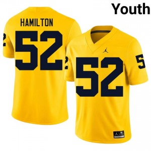 Michigan Ace Hamilton #52 Maize Jersey | Pro Cut Embroidery NCAA Football Youth Apparel 32912732