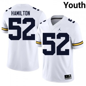 #52 Ace Hamilton UMich White Jersey | Classic Stitched Youth Player Football Gear 51245405