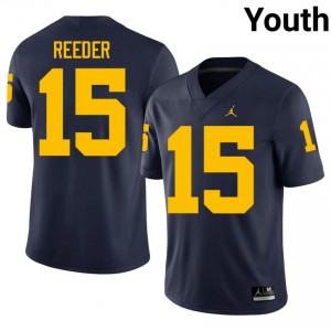 UMich Aden Reeder #15 Navy Jersey | Pro Cut Stitch NCAA Football Youth Apparel 96329836