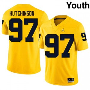 #97 Aidan Hutchinson Wolverines Maize Jersey | Authentic Embroidery Youth Player Football Gear 67875491
