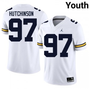 White Aidan Hutchinson #97 Michigan Jersey | Youth High School Football Limited Stitched 59490339