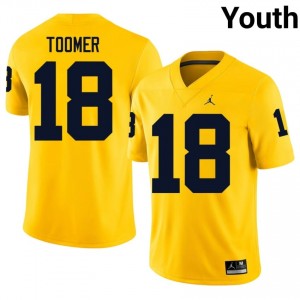 U-M Amani Toomer #18 Maize Jersey | Pro Cut Embroidery NCAA Football Youth Apparel 67927000
