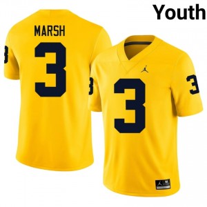 Officially Licensed Andrew Marsh #3 Michigan Maize Jersey | Youth University Football Embroidery Fan Gear 21256341