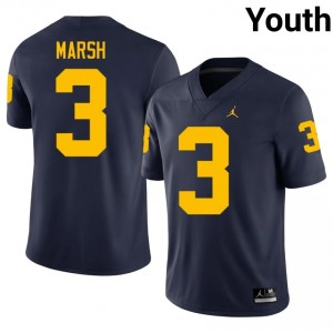 UM Wolverines Andrew Marsh #3 Navy Jersey | Genuine Stitch NCAA Football Youth Apparel 47818089