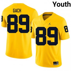 Durable Avery Gach #89 Michigan Maize Jersey | Youth University Football Embroidery Fan Gear 54071888