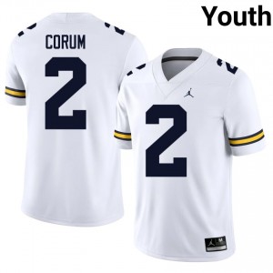 Elite Thread Blake Corum #2 Wolverines White Jersey | Youth University Football Stitched Fan Gear 19770886