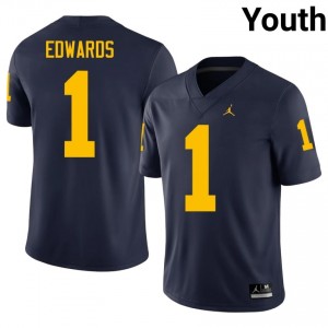 Navy Braylon Edwards #1 Michigan Wolverines Jersey | Youth High School Football Fresh Swen 36788996