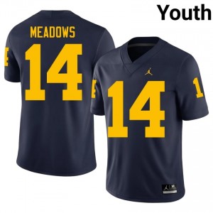 Navy Carter Meadows #14 U-M Jersey | Youth High School Football Limited Swen 57357545