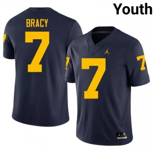 Top-Tier Chris Bracy #7 UM Wolverines Navy Jersey | Youth University Football Swen Fan Gear 17096790