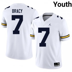 White Chris Bracy #7 UMich Jersey | Youth High School Football Licensed Stitched 37848091