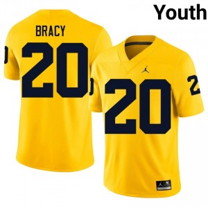 U-M Chris Bracy #20 Maize Jersey | Essential Embroidery NCAA Football Youth Apparel 32338372