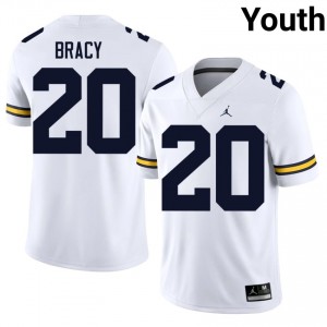 #20 Chris Bracy Wolverines White Jersey | Alumni Stitched Youth Player Football Gear 67739895