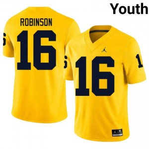#16 Denard Robinson Michigan Wolverines Maize Jersey | Elite Embroidery Youth Player Football Gear 20937507