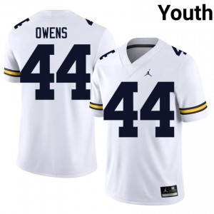 #44 Eli Owens U-M White Jersey | Authentic Stitched Youth Player Football Gear 60170930